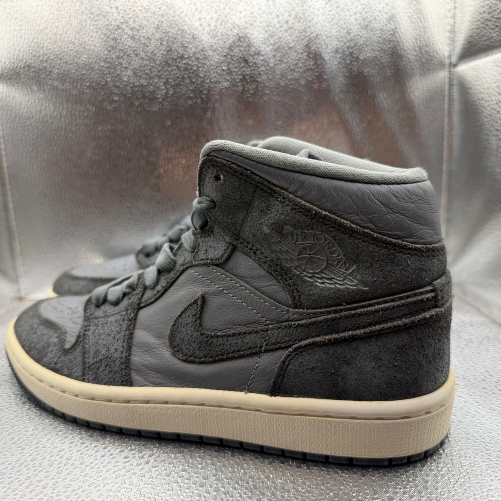 Size 7.5 Air Jordan 1 Mid SE Craft Women Anthracite Grey Excellent FJ3448-001 - Picture 11 of 12